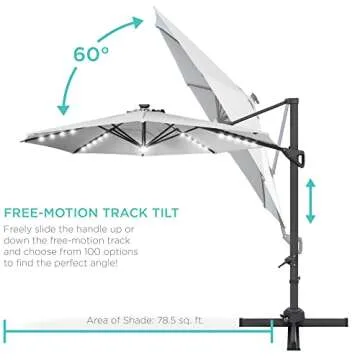 Best Choice Solar LED Cantilever Patio Umbrella 10ft