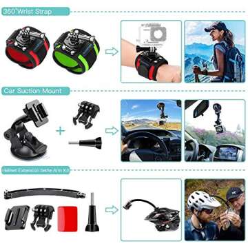 SmilePowo 51-in-1 Action Camera Accessories Kit for GoPro Hero 11 10 9 8 Max 7 6 5 4 3 3+ 2 1 Black GoPro 2018 Session Fusion Silver White Insta360 DJI AKASO APEMAN YI Campark XIAOMI Action Camera