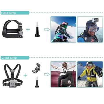 SmilePowo 51-in-1 Action Camera Accessories Kit for GoPro Hero 11 10 9 8 Max 7 6 5 4 3 3+ 2 1 Black GoPro 2018 Session Fusion Silver White Insta360 DJI AKASO APEMAN YI Campark XIAOMI Action Camera