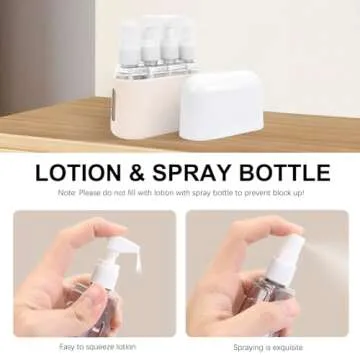 Skycase Travel Bottles, Travel Size Toiletries - Leak Proof Refillable Tsa Approved Travel Bottles, 4 in 1 Travel Containers with Labels Airplane Accessories Kits for Lotion Liquid (White)