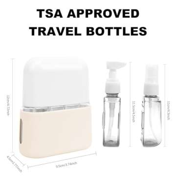 Skycase Travel Bottles, Travel Size Toiletries - Leak Proof Refillable Tsa Approved Travel Bottles, 4 in 1 Travel Containers with Labels Airplane Accessories Kits for Lotion Liquid (White)