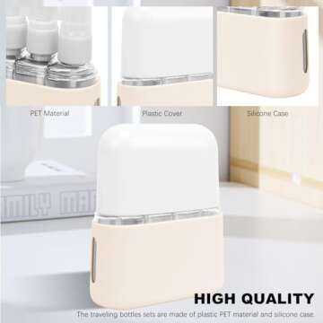 Skycase Travel Bottles, Travel Size Toiletries - Leak Proof Refillable Tsa Approved Travel Bottles, 4 in 1 Travel Containers with Labels Airplane Accessories Kits for Lotion Liquid (White)