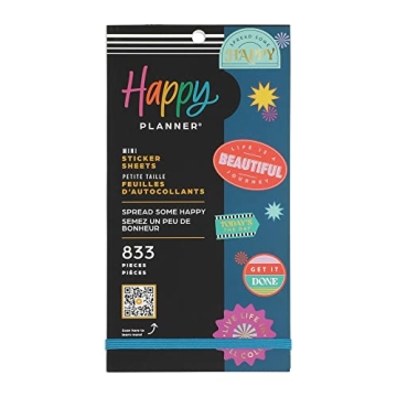 Happy Planner Sticker Pack for Calendars, Journals, and Diary Planners, Multicoloured Scrapbook Acce...