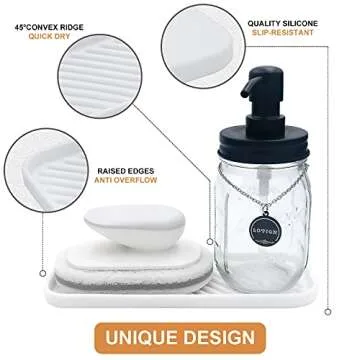 HvOvMvE Silicone Organizer Tray, Soap and Sponge Holder for Kitchen Sink, Bathroom - Storage Tray for Dish Brush, Soap Dispenser, Dishwashing Accessories- 2 Pack White