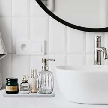 HvOvMvE Silicone Organizer Tray, Soap and Sponge Holder for Kitchen Sink, Bathroom - Storage Tray for Dish Brush, Soap Dispenser, Dishwashing Accessories- 2 Pack White