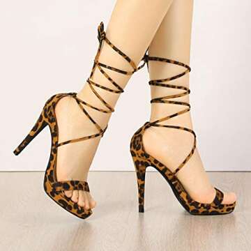 Allegra K Women's Leopard Platform Stiletto Heels - 7.5 M US