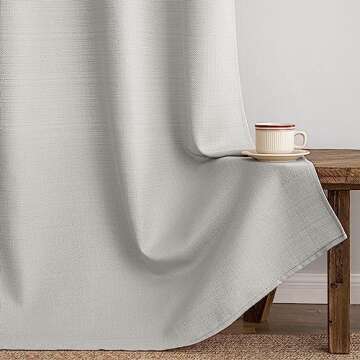 MIULEE Light Grey Faux Linen Textured Curtains 72 Inch Length 2 Panels Set for Living Room Bedroom Privacy Casual Weave Farmhouse Burlap Semi Sheer Grommet Top Light Filtering Window Drapes, W37 x L72