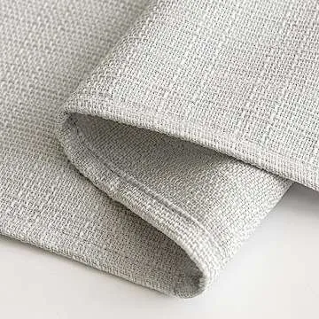 MIULEE Light Grey Faux Linen Textured Curtains 72 Inch Length 2 Panels Set for Living Room Bedroom Privacy Casual Weave Farmhouse Burlap Semi Sheer Grommet Top Light Filtering Window Drapes, W37 x L72