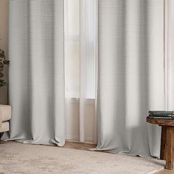 MIULEE Light Grey Faux Linen Textured Curtains 72 Inch Length 2 Panels Set for Living Room Bedroom Privacy Casual Weave Farmhouse Burlap Semi Sheer Grommet Top Light Filtering Window Drapes, W37 x L72