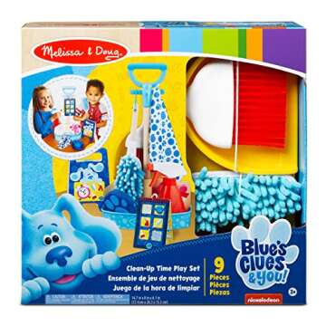 Melissa & Doug Blue’s Clues & You! Clean-Up Time Play Set - Toddler Toy Cleaning Set, Pretend Home Cleaning Set, Kids Broom And Mop Set, Pretend Play Cleaning Toy, Blue's Clues Toy For Kids Ages 3+