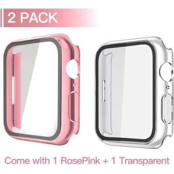 Misxi 2 Pack Hard PC Case with Tempered Glass Screen Protector Compatible with Apple Watch Series 9 ...