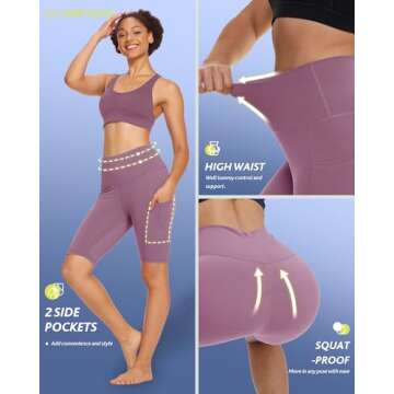CAMPSNAIL 4 Pack Biker Shorts Women with Pockets – High Waist Tummy Control Workout Gym Yoga Runni...