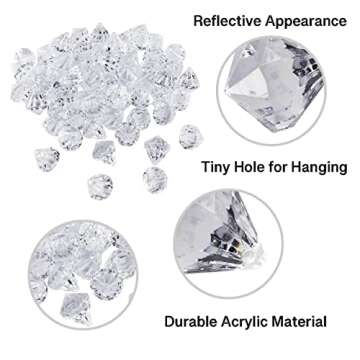Acrylic Clear Ice Rock Diamond Crystals Treasure Gems for Table Scatters, Vase Fillers, Event, Wedding, Arts & Crafts, Birthday Decoration Favor (60 Pieces)