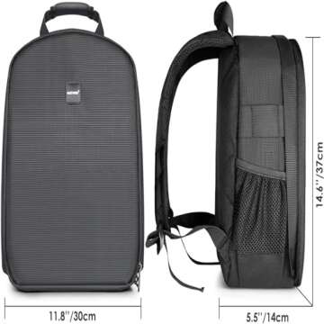 Neewer Camera Bag Water Resistant Shockproof Partition 11.8x5.5x14.6 in /30x14x37 cm Protection Backpack for SLR, DSLR, Mirrorless Camera, Lens, Battery, and Other Accessories (Gray Interior)