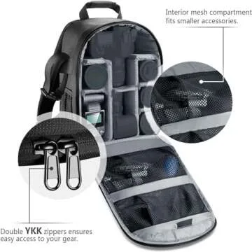 Neewer Camera Bag Water Resistant Shockproof Partition 11.8x5.5x14.6 in /30x14x37 cm Protection Backpack for SLR, DSLR, Mirrorless Camera, Lens, Battery, and Other Accessories (Gray Interior)