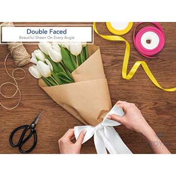 Royal Imports Satin Double Face Fabric Ribbon (1") for Gift Wrapping, Bow Making, Hair Decoration, Holiday, Wedding, Floral Crafts- 50 YDS Roll - White