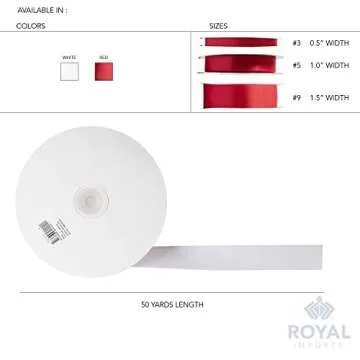 Royal Imports Satin Double Face Fabric Ribbon (1") for Gift Wrapping, Bow Making, Hair Decoration, Holiday, Wedding, Floral Crafts- 50 YDS Roll - White