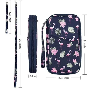 Large RFID Flamingo Passport Wallet with Vaccine Card Slot