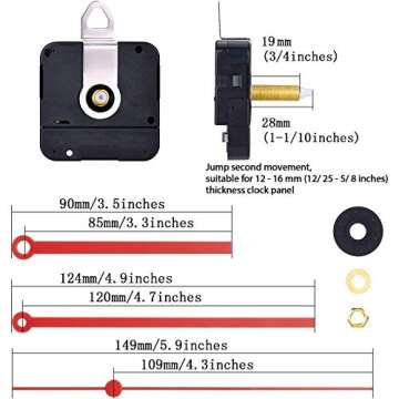 Hicarer 28 mm Long Shaft Quartz Clock Movement Clock Parts Repair Kit