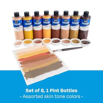 Sax Versatemp Heavy-Bodied Deluxe Tempera Paint for School and Arts and Crafts Use, Assorted Skin Tone Colors, 16 Ounce Pints, Set of 8