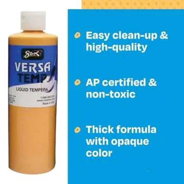 Sax Versatemp Heavy-Bodied Deluxe Tempera Paint for School and Arts and Crafts Use, Assorted Skin Tone Colors, 16 Ounce Pints, Set of 8