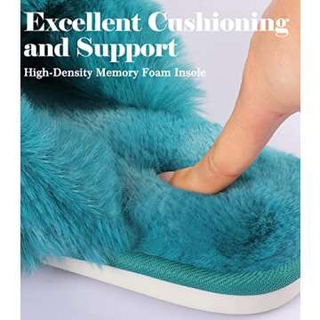 Ankis Women Green Fuzzy Fluffy Slippers Soft Cozy Plush Fuzzy Slippers Memory Foam Slipper Slippers for Womens House Indoor Size 9 10