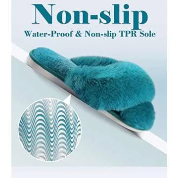 Ankis Women Green Fuzzy Fluffy Slippers Soft Cozy Plush Fuzzy Slippers Memory Foam Slipper Slippers for Womens House Indoor Size 9 10