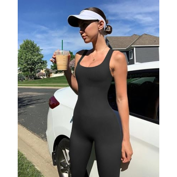 YIOIOIO Women's Seamless Ribbed Jumpsuit for Yoga & Fashion