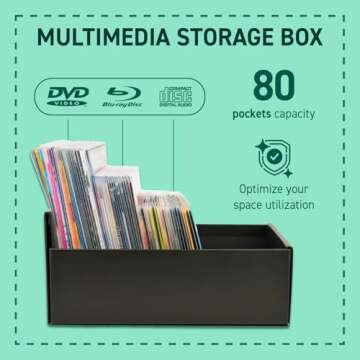 DJOIS by Tarifold - CD & DVD Storage Box - Durable Material - Compact Size - Holds 80 Sleeves - Scra...