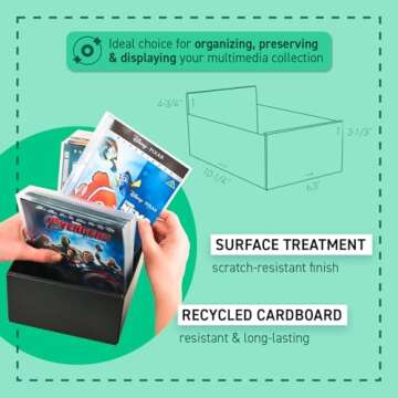 DJOIS by Tarifold - CD & DVD Storage Box - Durable Material - Compact Size - Holds 80 Sleeves - Scratch Resistant - Can Hold Blu-Ray Discs & X-Box Video Games - Made in Denmark - Black