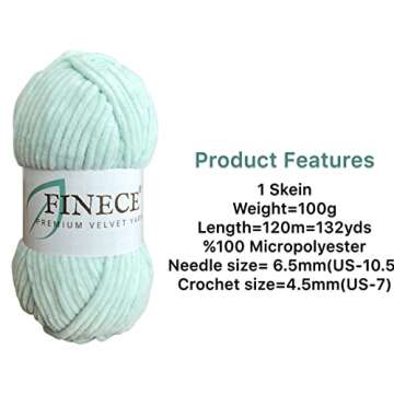 FINECE Soft Velvet Yarn Chenille Yarn for Crocheting Baby Blanket Yarn for Knitting 100 gr (132yds) ...