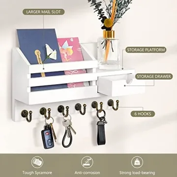 FifthQuarter Wall Key and Mail Holder, Stylish Organizer