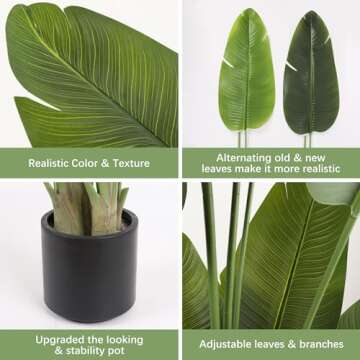 ProDeco 6.6Ft Lifelike Silk Bird of Paradise Tree - Perfect Faux Plant for Home & Office Decor
