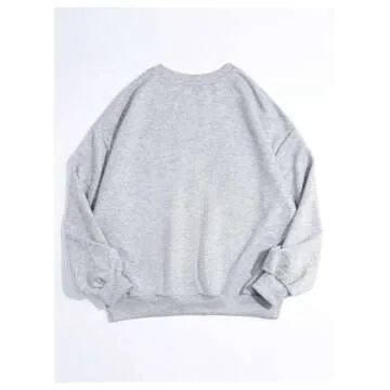 GORGLITTER Women's Shark Graphic Crewneck Sweatshirts Casual Long Sleeve Loose Oversized Pullover Sweatshirt Light Grey X-Small