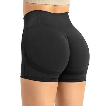 A AGROSTE High Waist Workout Shorts for Women Seamless Scrunch Butt Lifting Short Gym Smile Contour ...