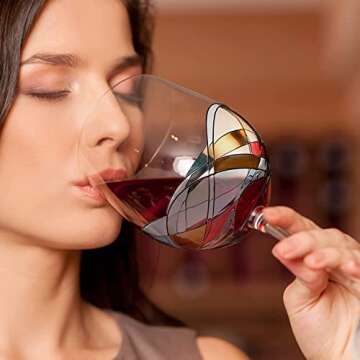 Bezrat Hand Painted Wine Glasses Set of 2 - Perfect Gift