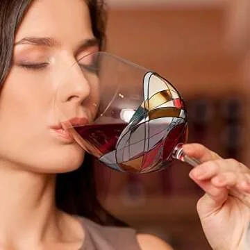 Bezrat Hand Painted Wine Glasses Set of 2 - Perfect Gift