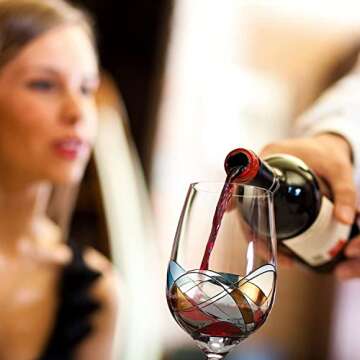 Bezrat Hand Painted Wine Glasses Set of 2 - Perfect Gift