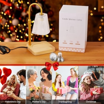 Candle Warmer Lamp with Timer - Adjustable Height Wax Melt Electric Light Warming Dimmable Top Melter Heater For Melting Heating Small Jar Candles Gifts Women Mom Birthday Home Desk Decor W/2 Bulbs