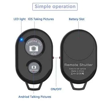 Remote Shutter for iPhone Camera, Bluetooth Remote for Android, Hands Free Works with Take a Christmas Family Portrait, Create Amazing Photos and Selfies, Wrist Strap Included（3 Pack） (Classic)