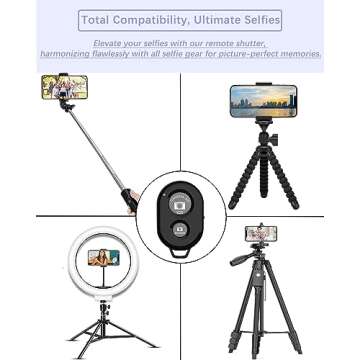 Remote Shutter for iPhone Camera, Bluetooth Remote for Android, Hands Free Works with Take a Christmas Family Portrait, Create Amazing Photos and Selfies, Wrist Strap Included（3 Pack） (Classic)