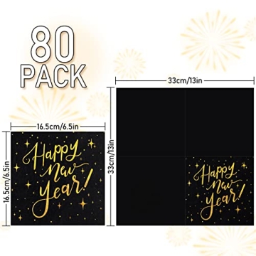 Whaline 80 Pack Holiday Napkins for New Year Parties
