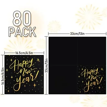 Whaline 80 Pack Holiday Napkins for New Year Parties