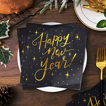 Whaline 80 Pack Holiday Napkins for New Year Parties