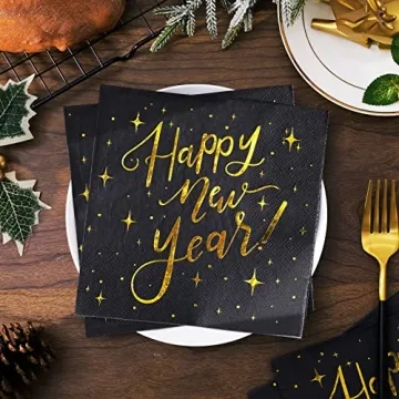 Whaline 80 Pack Holiday Napkins for New Year Parties