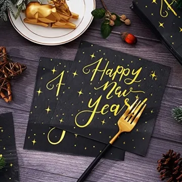 Whaline 80 Pack Holiday Napkins for New Year Parties