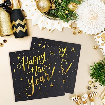 Whaline 80 Pack Holiday Napkins for New Year Parties