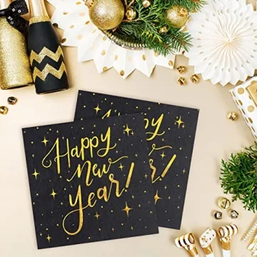 Whaline 80 Pack Holiday Napkins for New Year Parties