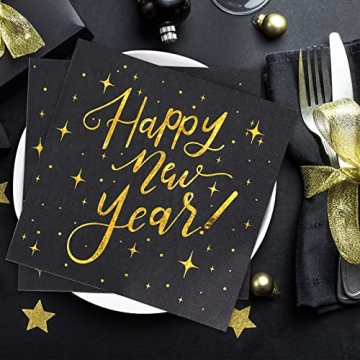 Whaline 80 Pack Holiday Napkins for New Year Parties