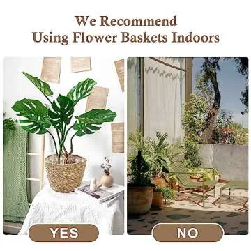 Athaliah Plant Basket, 3 PCS Plant Baskets Indoor with Plastic Liner, Water Hyacinth Woven Planters Flower Basket, Planter Basket for Rustic Boho Home Farmhouse Floor Potted Pots Decor